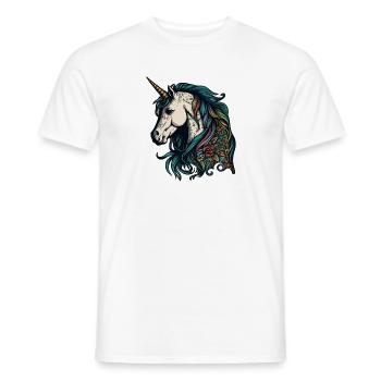 Unicorn Elves Mythical Creature Tattoo Drawing Horse - Men's T-Shirt - white - Front - AI Model Male 178 dark (178cm)