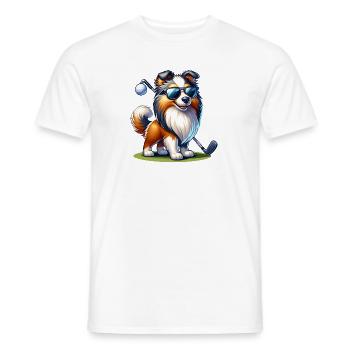 Sheltie Shetland Sheepdog Golfeur Chiens de golf - T-shirt homme - blanc - Devant - AI Model Male 178 dark (178cm)