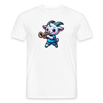 Cute Goat Playing Trumpet Farm Music - Men's T-Shirt - white - Front - AI Model Male 178 dark (178cm)