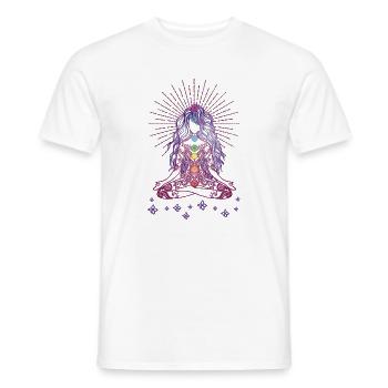 Boho Yoga Style Fille Happy Mind Happy Life - T-shirt homme - blanc - Devant - AI Model Male 178 dark (178cm)