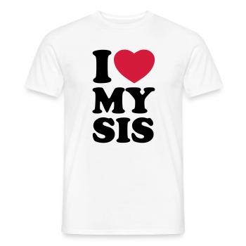 I love my sis - J'aime ma soeur - T-shirt homme - blanc - Devant - AI Model Male 178 dark (178cm)