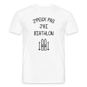 Biathlon / Biathlète / Ski de fond / Skier / Neige - T-shirt homme - blanc - Devant - AI Model Male 178 dark (178cm)