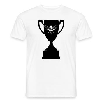 Tasse avec abeille découpée - T-shirt homme - blanc - Devant - AI Model Male 178 dark (178cm)