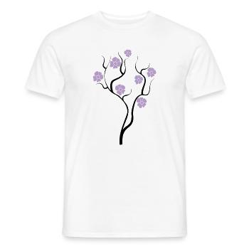 Tree with purple flowers - Creative illustration - Men's T-Shirt - white - Front - AI Model Male 178 dark (178cm)