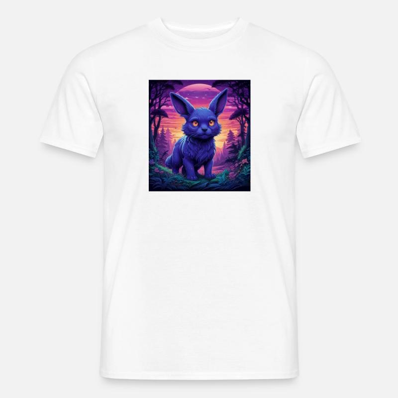 Neon Fuchs im Abendwald - Männer T-Shirt - Weiß