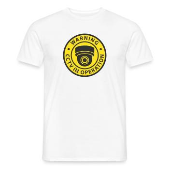 Symbolsymbol für Überwachungskameras in Verwendung. Stationäre Videoüberwachung - Männer T-Shirt - Weiß - Vorne - AI Model Male 178 dark (178cm)