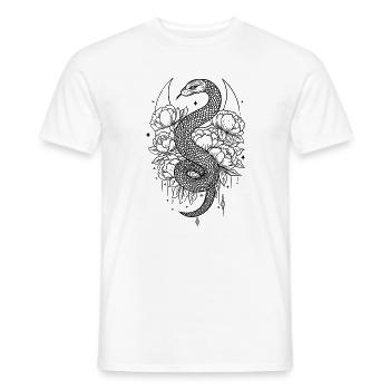 Serpent aux pivoines à colorier soi-même - T-shirt homme - blanc - Devant - AI Model Male 178 dark (178cm)