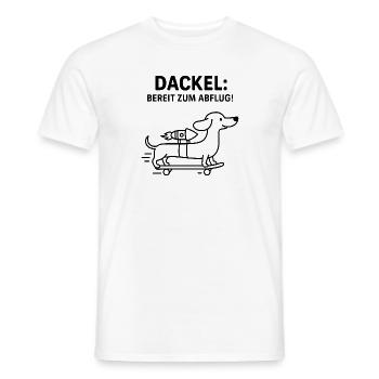 Dackel Dachshund Skateboard Rakete Line Art - Männer T-Shirt - Weiß - Vorne - AI Model Male 178 dark (178cm)