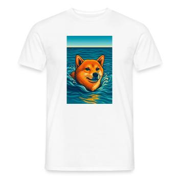 Shiba Inu Hund freudige Schwimmszene - Männer T-Shirt - Weiß - Vorne - AI Model Male 178 dark (178cm)