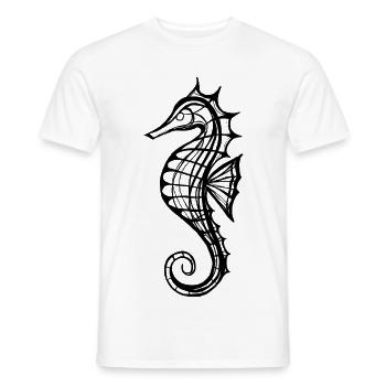Seahorse – Line Art in Black and White - Men's T-Shirt - white - Front - AI Model Male 178 dark (178cm)