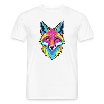 Buntes Wolfporträt mit geometrischem Stil - Männer T-Shirt - Weiß - Vorne - AI Model Male 178 dark (178cm)