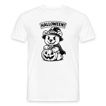 Halloween Bear with Pumpkin Lantern - Men's T-Shirt - white - Front - AI Model Male 178 dark (178cm)