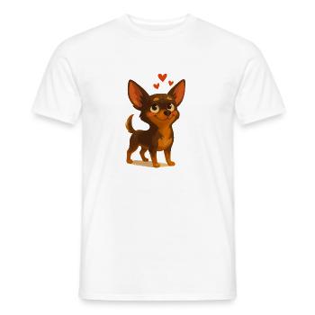 Chihuahua dessin animé chien amoureux - T-shirt homme - blanc - Devant - AI Model Male 178 dark (178cm)