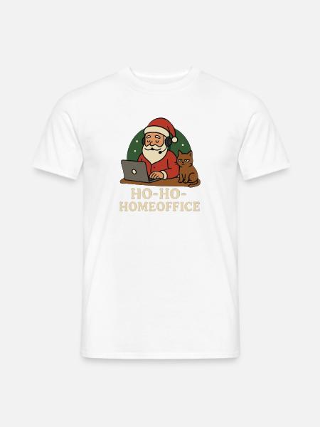 Weihnachtsbüro Santa Katze Illustration - Männer T-Shirt - Weiß