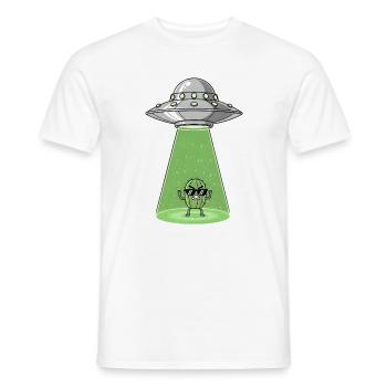 Cactus Alien in UFO Light - Men's T-Shirt - white - Front - AI Model Male 178 dark (178cm)