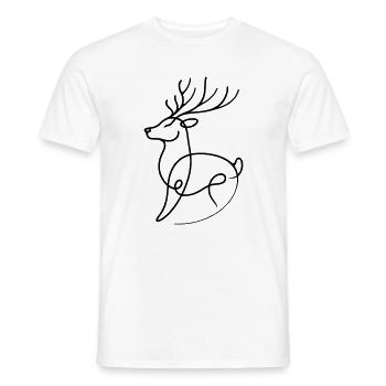 Hirsch – Modern line design - Men's T-Shirt - white - Front - AI Model Male 178 dark (178cm)