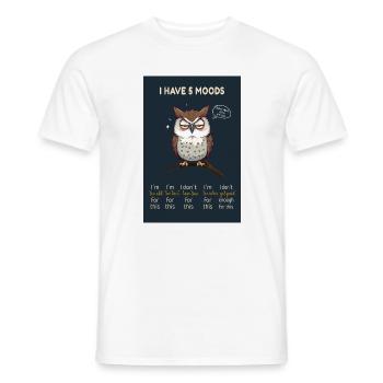 J’ai 5 humeurs-motif de hibou drôle avec le dicton - T-shirt homme - blanc - Devant - AI Model Male 178 dark (178cm)