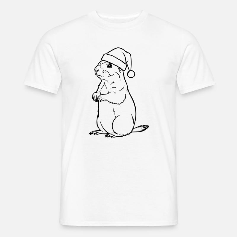 Weihnachts-Erdmännchen mit Mütze – Süßes Design - Männer T-Shirt - Weiß