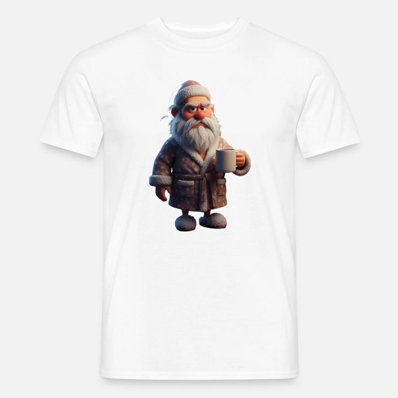 Grummeliger Winteropa mit Kaffeebecher Santa - Männer T-Shirt - Weiß