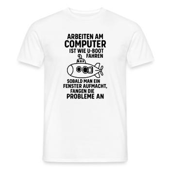 Problèmes de blague informatique Fenêtre ouverte Sous-marin - T-shirt homme - blanc - Devant - AI Model Male 178 dark (178cm)