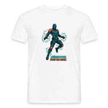 Héros Cyberpunk - Illustration Comique - T-shirt homme - blanc - Devant - AI Model Male 178 dark (178cm)