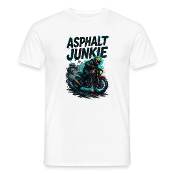 asphalt junkie - moto - T-shirt homme - blanc - Devant - AI Model Male 178 dark (178cm)