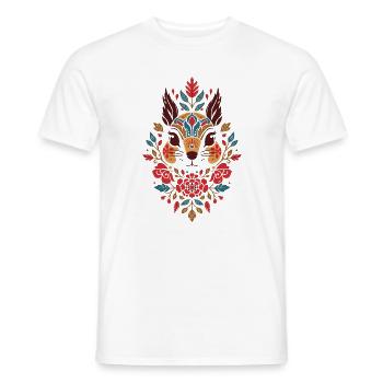Blumen Eichhörnchen Kopf Folk-Art - Männer T-Shirt - Weiß - Vorne - AI Model Male 178 dark (178cm)
