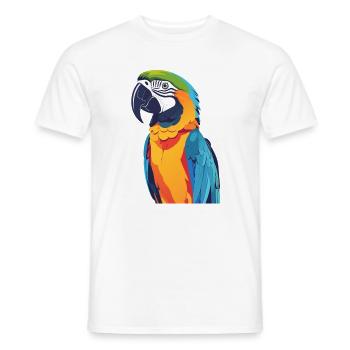 Motif d’art d’oiseau coloré en aras arc-en-ciel - T-shirt homme - blanc - Devant - AI Model Male 178 dark (178cm)