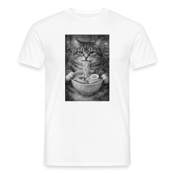 Cat Ramen Nuddeln - Men's T-Shirt - white - Front - AI Model Male 178 dark (178cm)