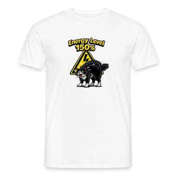 Energy Level 150% Charged Cat - Men's T-Shirt - white - Front - AI Model Male 178 dark (178cm)