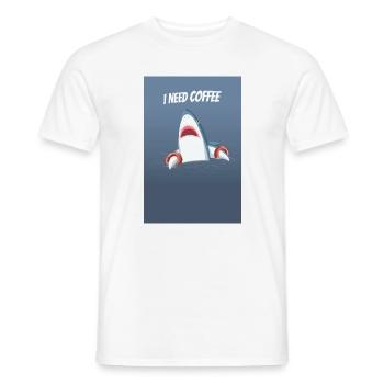 J’ai besoin d’un design de requin drôle au café - T-shirt homme - blanc - Devant - AI Model Male 178 dark (178cm)