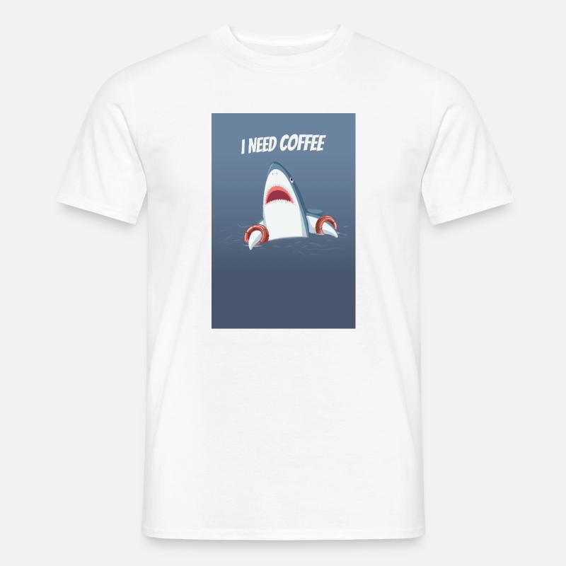 Jeg har brug for kaffe sjovt hajdesign - Mænd T-shirt - hvid