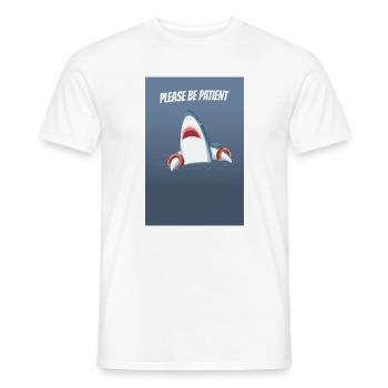 Please Be Patient Funny Shark Humor Design - Men's T-Shirt - white - Front - AI Model Male 178 dark (178cm)