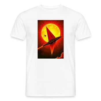 retro futuristic space landscapes, 1960s aesthetic - Men's T-Shirt - white - Front - AI Model Male 178 dark (178cm)