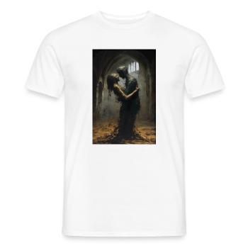 Liebesumarmung in der Ruine - Männer T-Shirt - Weiß - Vorne - AI Model Male 178 dark (178cm)