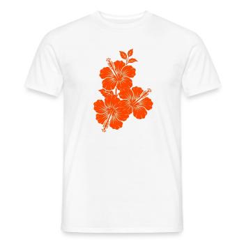 Silhouette triple fleur d’hibiscus orange - T-shirt homme - blanc - Devant - AI Model Male 178 dark (178cm)