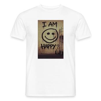 I'm happy? Graffiti - Men's T-Shirt - white - Front - AI Model Male 178 dark (178cm)