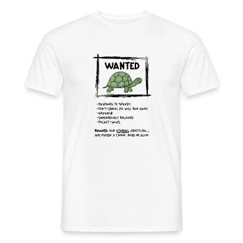 Wanted Schildkröte – Lustiges Tiermotiv - Männer T-Shirt - Weiß - Vorne - AI Model Male 178 dark (178cm)