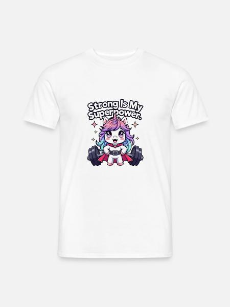 Einhorn-Stärke: Superkraft-Auftrieb - Männer T-Shirt - Weiß