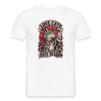 Feministische Katze gegen Sexismus Shirt - Männer T-Shirt - Weiß - Vorne - AI Model Male 178 dark (178cm)