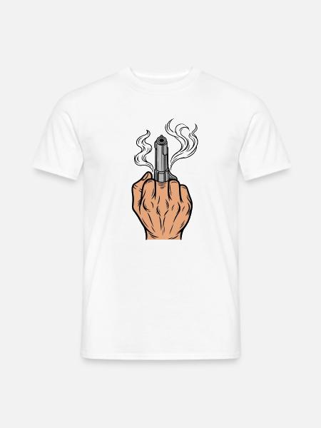 Mittelfinger - Pistolen - Statement - Männer T-Shirt - Weiß