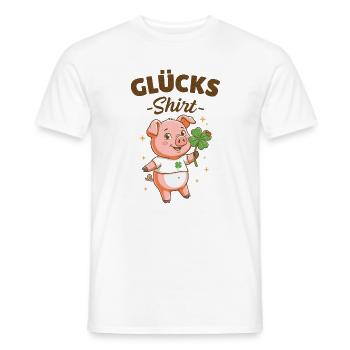 Glücksshirt Glücksschwein Kleeblatt Glücksbringer  - Männer T-Shirt - Weiß - Vorne - AI Model Male 178 dark (178cm)