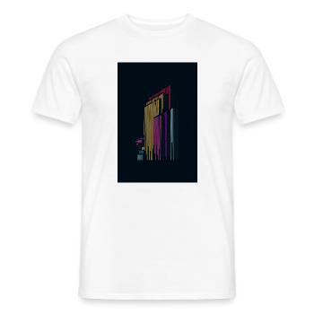 Urban Skyline – Bunte Linienkunst im modernen Stil - Männer T-Shirt - Weiß - Vorne - AI Model Male 178 dark (178cm)