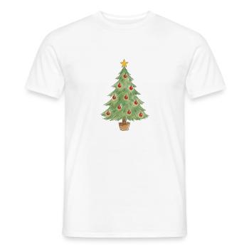 Weihnachtsbaum im Topf mit roten Ornamenten - Männer T-Shirt - Weiß - Vorne - AI Model Male 178 dark (178cm)