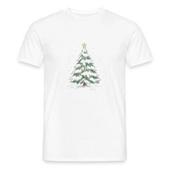 Schneebedeckter Weihnachtsbaum mit goldenem Stern - Männer T-Shirt - Weiß - Vorne - AI Model Male 178 dark (178cm)