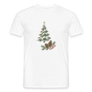 Weihnachtsbaum mit Tannenzapfen und Beeren - Männer T-Shirt - Weiß - Vorne - AI Model Male 178 dark (178cm)