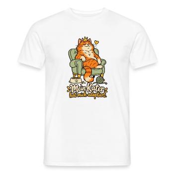 Mein Kater hat mich adoptiert - Männer T-Shirt - Weiß - Vorne - AI Model Male 178 dark (178cm)