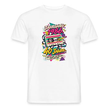 Jahrgang 1986 Kassette Bleistift - Männer T-Shirt - Weiß - Vorne - AI Model Male 178 dark (178cm)