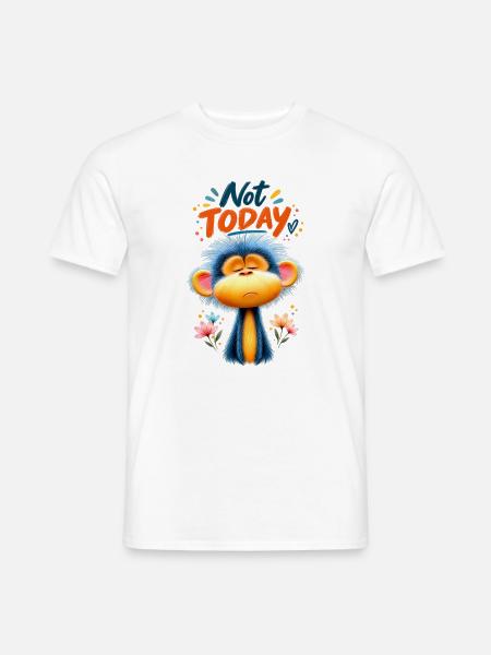 Affe mit Blumen Not Today - Männer T-Shirt - Weiß