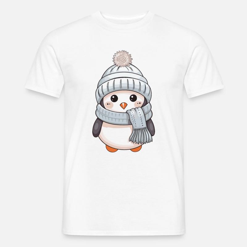 Pinguin Winter Comic Niedlich - Männer T-Shirt - Weiß